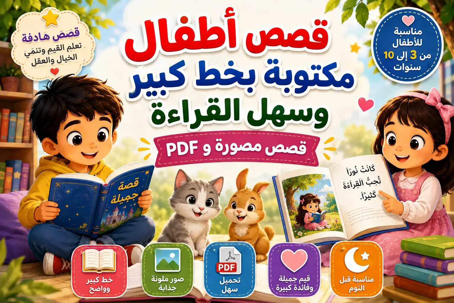 قصص اطفال مكتوبة بخط كبير وسهل القراءة | قصص مصورة و PDF